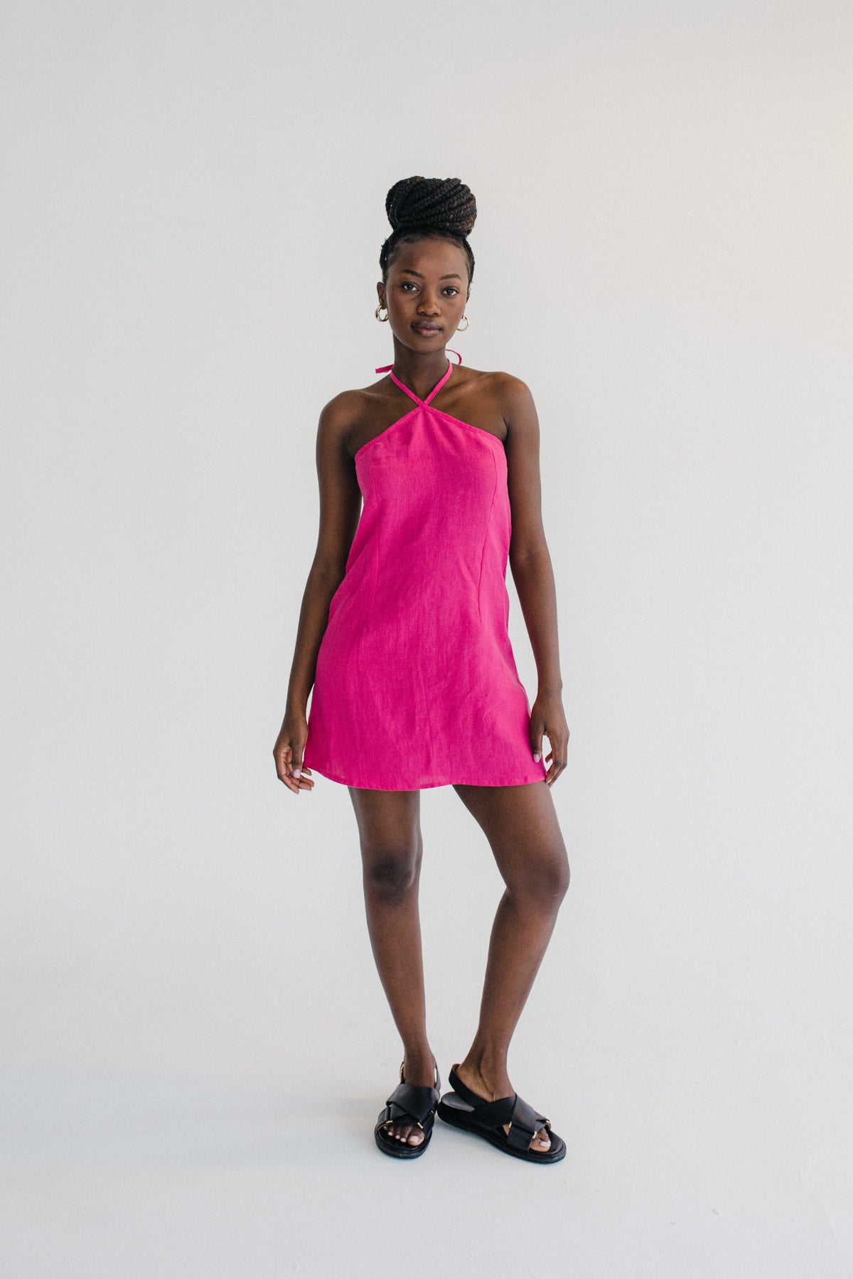 Fuchsia Halter Mini Dress – Janni & George